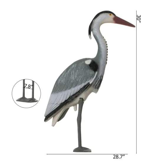 Gardenised 30-inch Heron Decoy - Standing Crane Sculpture, Outdoor Bird Art for Yard, Lawn, Patio, Porch, Pond & Pool, Garden Accessories, Backyard Accent, and Landscaping Decoration, Silver {5}