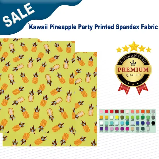 Kawaii Pineapple Party Printed Spandex Fabric {2}