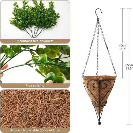 Hanging Eucalyptus Plants with Basket - UV Resistant D&eacute;cor {2}