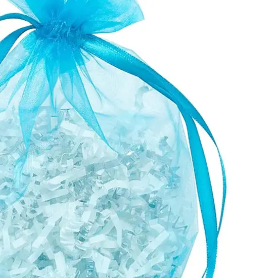 Wide Round Flat Bottom Organza Bags 6 1/2 '' X 4 '' X 7 '' for Special Occasions Turquoise {4}