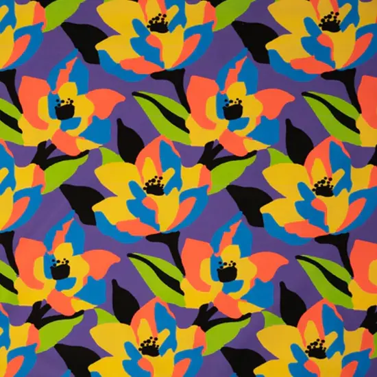 Abstract Painted Lilies Printed Spandex Fabric {6}