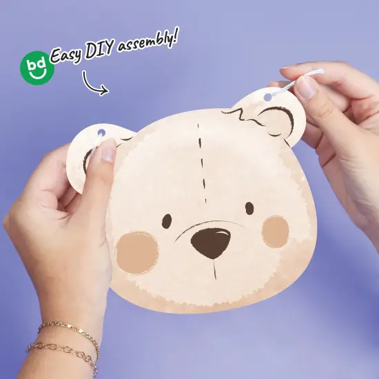 Big Dot of Happiness Teddy Bear Garland Banner, We Can Bearly Wait Baby Shower Decorations Backdrop, 15 Feet of Cord, 15 Paper Teddy Bear Faces {5}