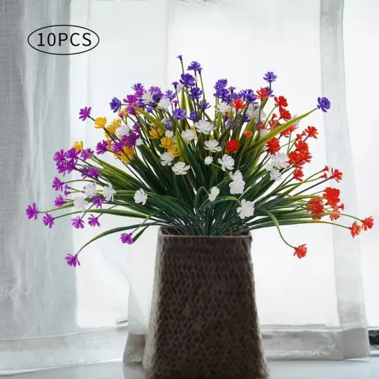 10pcs Set Artificial Flowers Fake Plant Indoor Plastic Flower Wedding Home Decor {4}