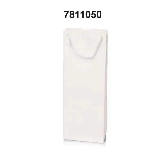 Glossy Colored Paper Wine Bottle Euro Tote 5" x 3" x 13 1/4" White {3}