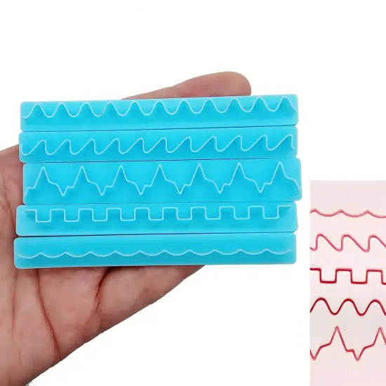 Decorative Edge Cutters for Clay, 5 pcs, Scallop Curved Heartbeat Lines, Adorabilities {1}
