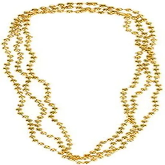 4E's Novelty 72 Pack Gold Beads Necklaces Bulk for St Patricks Day Beads Mecklace, Mardi Gras Beads, Great for Pirate Themed Party Supplies, Gatsby Roaring 20's 1920s Accessories Favors {6}