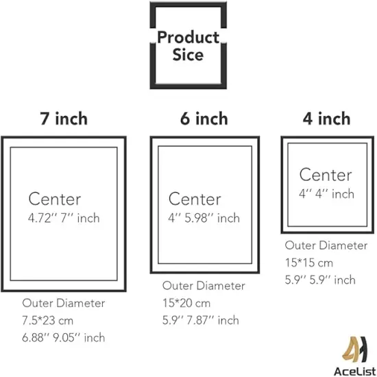 Set of 3 Glass Picture Frame, Collection Simple Metal Floating Frame with Glass Cover Includes 4x4, 4x 6, 5x7 {2}