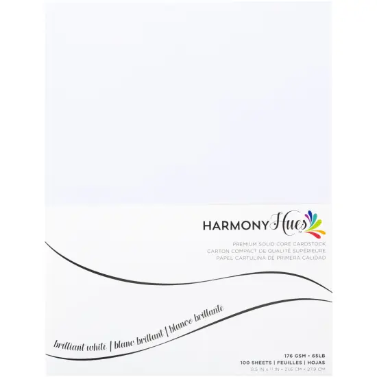 Harmony Hues 65# Cardstock 8.5"X11" 100/Pkg-Brilliant White {1}
