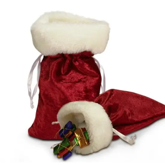 Medium Velvet Faux Fur Holiday Bag 6" x 10" {2}