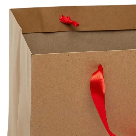 Versatile Heavy Kraft Euro Tote 12" x 8" x 12" with Satin Ribbon Handles Light Pink {4}