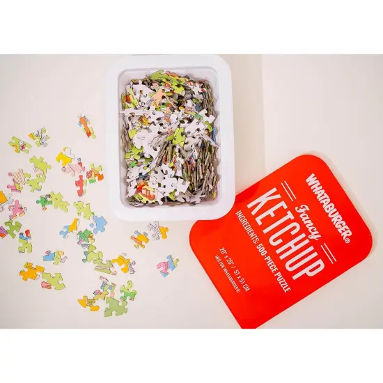 Blue Star Press: Whataburger Fancy Ketchup Puzzle - 500 Pieces - Park Picnic Scene, 20" x 20" High-Quality Jigsaw, Fun Collectible Condiment Packaging {6}