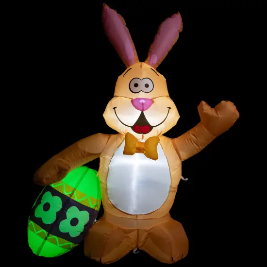 Northlight Inflatable LED Lighted Easter Bunny with Egg Outdoor Decoration - 4' Orange {4}