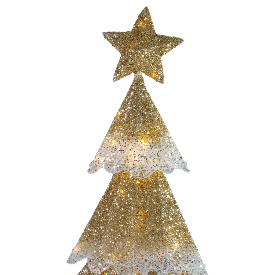 Northlight 46" LED Lighted Gold Mesh Christmas Tree Outdoor Decoration {5}