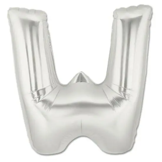 LETTER W FOIL BALLOON Metallic Silver {1}