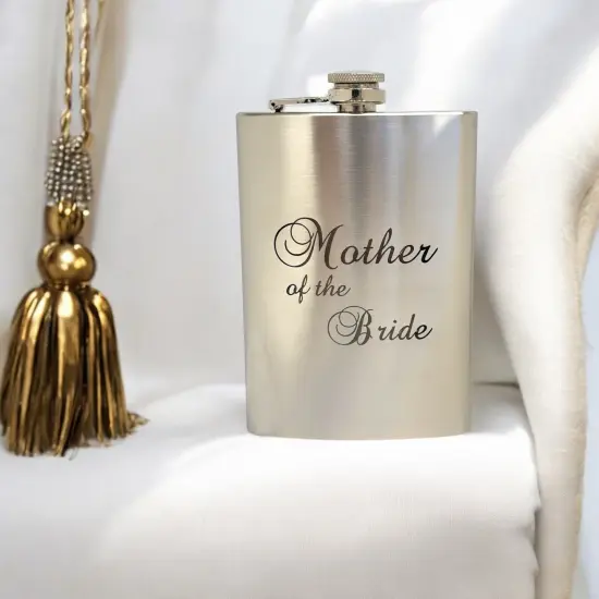 8oz Mother of the Bride Stainless Steel Flask {2}