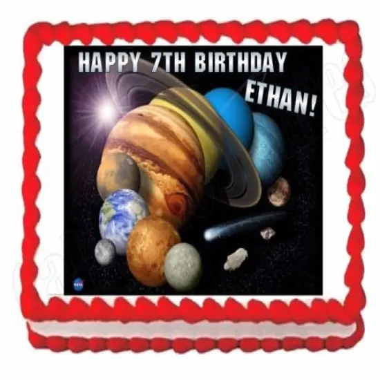 Solar System - Planets - Outer Space edible icing image party cake topper decoration {1}