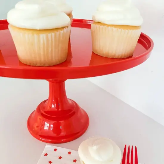 RED PEDESTAL CAKE STAND {4}