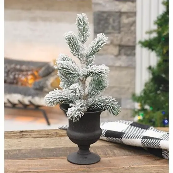 12" Freestanding Snow-den Pine Tree with Wintry Finish {2}