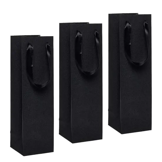 Glitter Grain Wine Euro Totes 4 1/8'' x 4 1/8'' x 14 1/4'' for Stylish Wine Gifts Black {5}