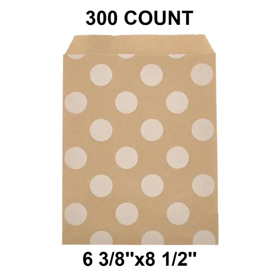 Compact White Paper Merchandise Bags 6 3/8" x 8 1/2" White Dots {1}