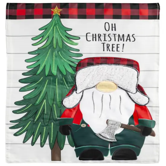 Lumberjack Gnome Christmas Banner 2 Sided Applique Flag {1}