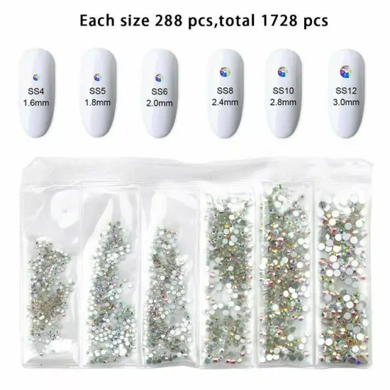 Mix Gems Rhinestones For Nail Art Craft +picking up pen+ stainless steel tweezer {5}