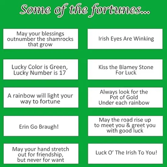 St Patricks Day Fortune Cookies (50 Individually Wrapped) Green With Irish Themed Sayings Party Favors & Treats by 4E's Novelty {3}
