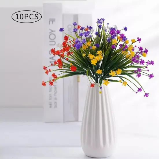 10pcs Set Artificial Flowers Fake Plant Indoor Plastic Flower Wedding Home Decor {2}