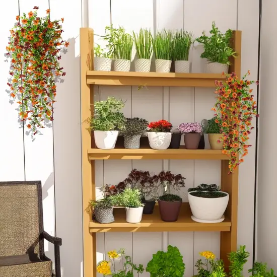 Vibrant Faux Daisy Hanging Plants - 2PCS Fall D&eacute;cor Orange brown {2}