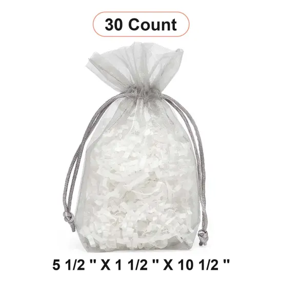 Flat Bottom Organza Bags 5 1/2 '' X 1 1/2 '' X 10 1/2 '' for Wedding Gift Bags Silver {1}