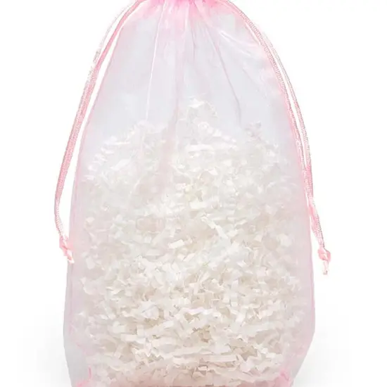 Flat Bottom Organza Bags 5 1/2'' x 11/2'' x 10 1/2'' for Luxurious Gift Wrapping Pink {5}