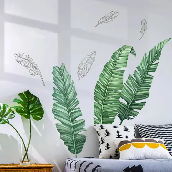 Green Tropical Banana Leaves WALL STICKER Hanging Leaves Removable PVC Home {4}