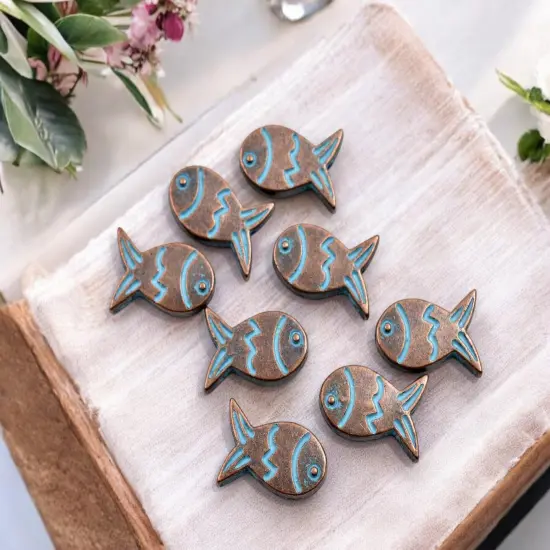 *30* 20x13mm Copper Patina Fish Beads {2}