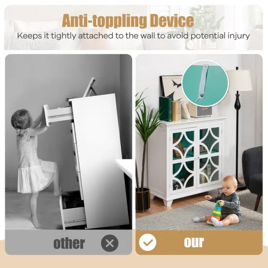 Costway Kitchen Storage Cabinet Buffet Sideboard w/ Glass Doors & Adjustable Shelf {6}