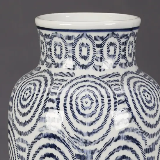AA Importing Blue and White Circles Porcelain Vase {4}