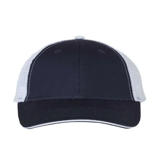 Valucap&reg; Sandwich Trucker Cap Stylish Comfortable Fit Navy/ White {1}