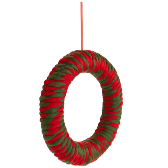 Northlight Twisted Yarn Plush Christmas Wreath - 13.5" - Unlit Red {5}