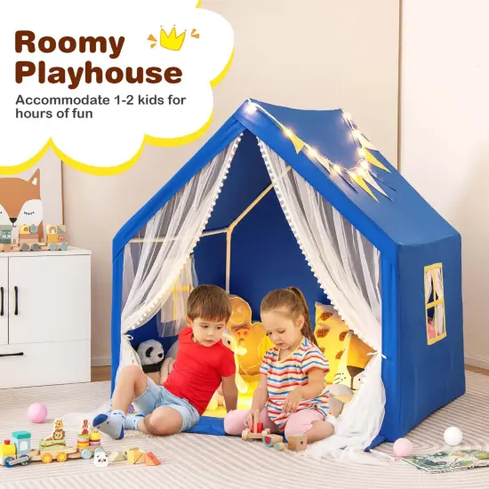 Costway Large Play TentKids & Toddlers Playhouse with Washable Cotton Mat, Star Lights {4}