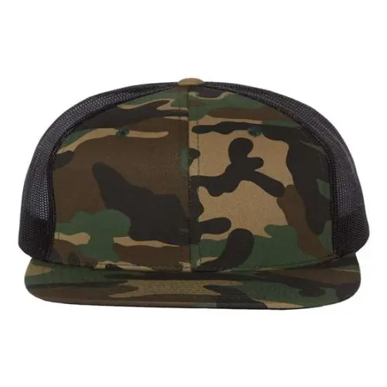 Richardson&reg; Wool Blend Flat Bill Trucker Cap Camo/ Black {1}