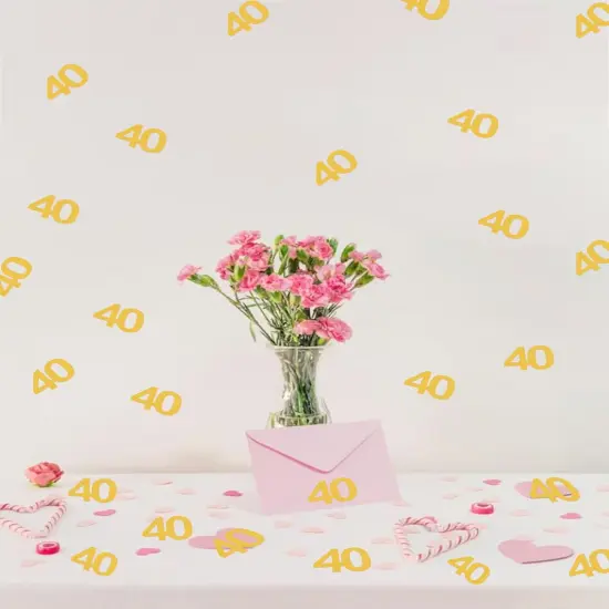 40th Happy Birthday Confetti Decorations - Gold Glitter Number 40 Party Decorations, Wedding Anniversary Party Table Decorations {5}