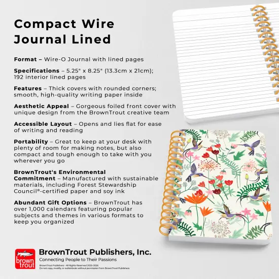 Hummingbirds | 5.25x8.25 Inch Compact Wire Journal | Non-Dated | Foil Stamped Cover {5}