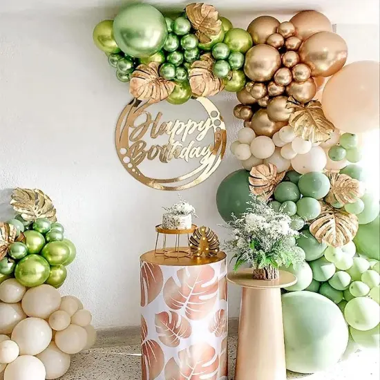 Sage Green Gold White Balloon Arch Garland Kit Metallic Lime Green Balloons Garland Olive Green Cream Ivory White Chrome Gold Latex Balloon Jungle Animal Birthday Tropical Dinosaur Party Decorations {2}