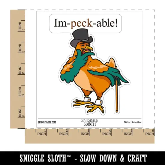 Water Bottle Sticker Set Impeccable Dapper Chicken Top Hat Cane Cute Waterproof Vinyl Stickers Pack Decal, Skateboard, Laptop, Car, Window, Bumper - 5 Pack {1}