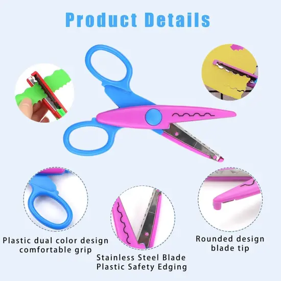 Decorative Edge Scissors Set, 6Pack 5-inch Serrated Craft Scissors Pattern School Supplies DIY Projects and Craft Fancy Design {4}