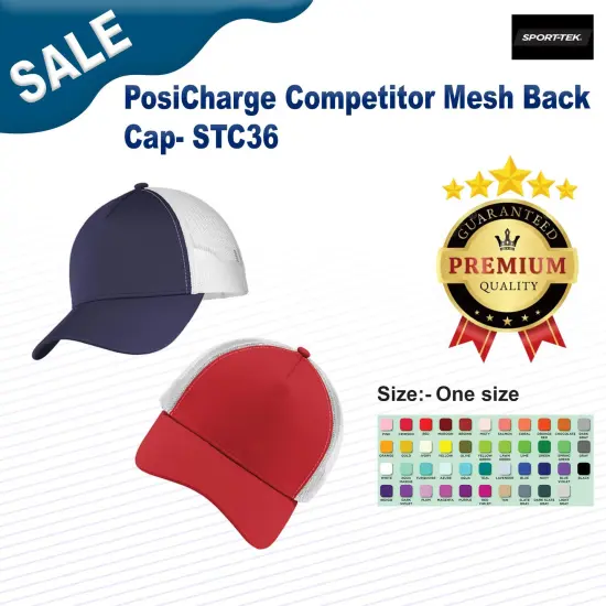 Sport-Tek &reg; PosiCharge Competitor Mesh Back Cap Iron Grey/Blk {3}