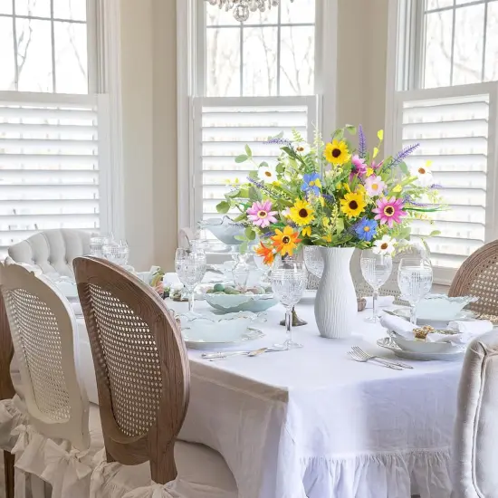 4 Bundles Artificial Summer Tabletop Floral Arrangements Daisy Flowers Bouquet, 20 Inch Fake Silk Summer Flowers Faux Wildflowers Floral Arrangements {3}