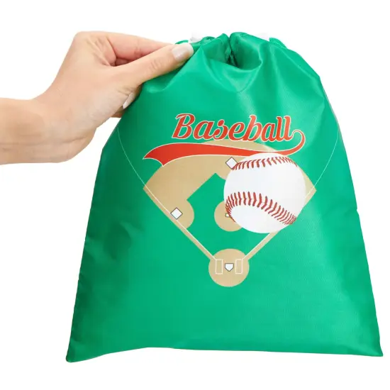 12 Pack of Baseball Party Favor Bags, Drawstring Pouches for Birthday, Baby Shower, Sports Party (12 x 10 In) {4}