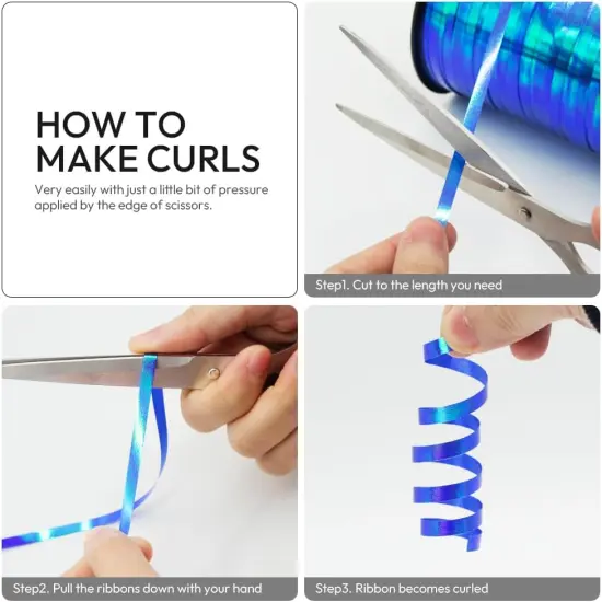 Light Blue Gradient Curling Ribbon, 1/5" Wide x 500 Yards Christmas Curling Ribbons for Gift Wrapping, Party Decoration, Balloon String, Crafting, Balloon Ribbons for Florist Flower (1 Roll) {4}