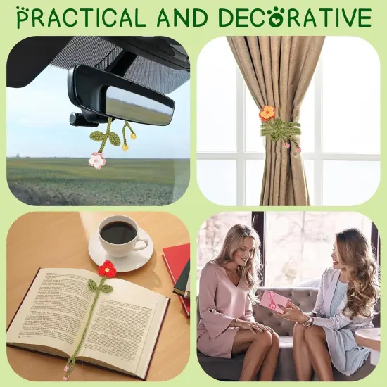 Crochet Kit for Beginners - 8 Flower Bookmarks Crocheting Kit w/Step-by-Step Video Tutorials & Soft Yarn and Hooks - Wobbles Crochet Starter Kit for Adults Kids, Birthday Gifts for Women Mom {4}