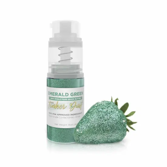 Bakell - Emerald Green Tinker Dust Edible Glitter (4g, 1x Spray Pump) for Food, Desserts, and Beverages! {1}